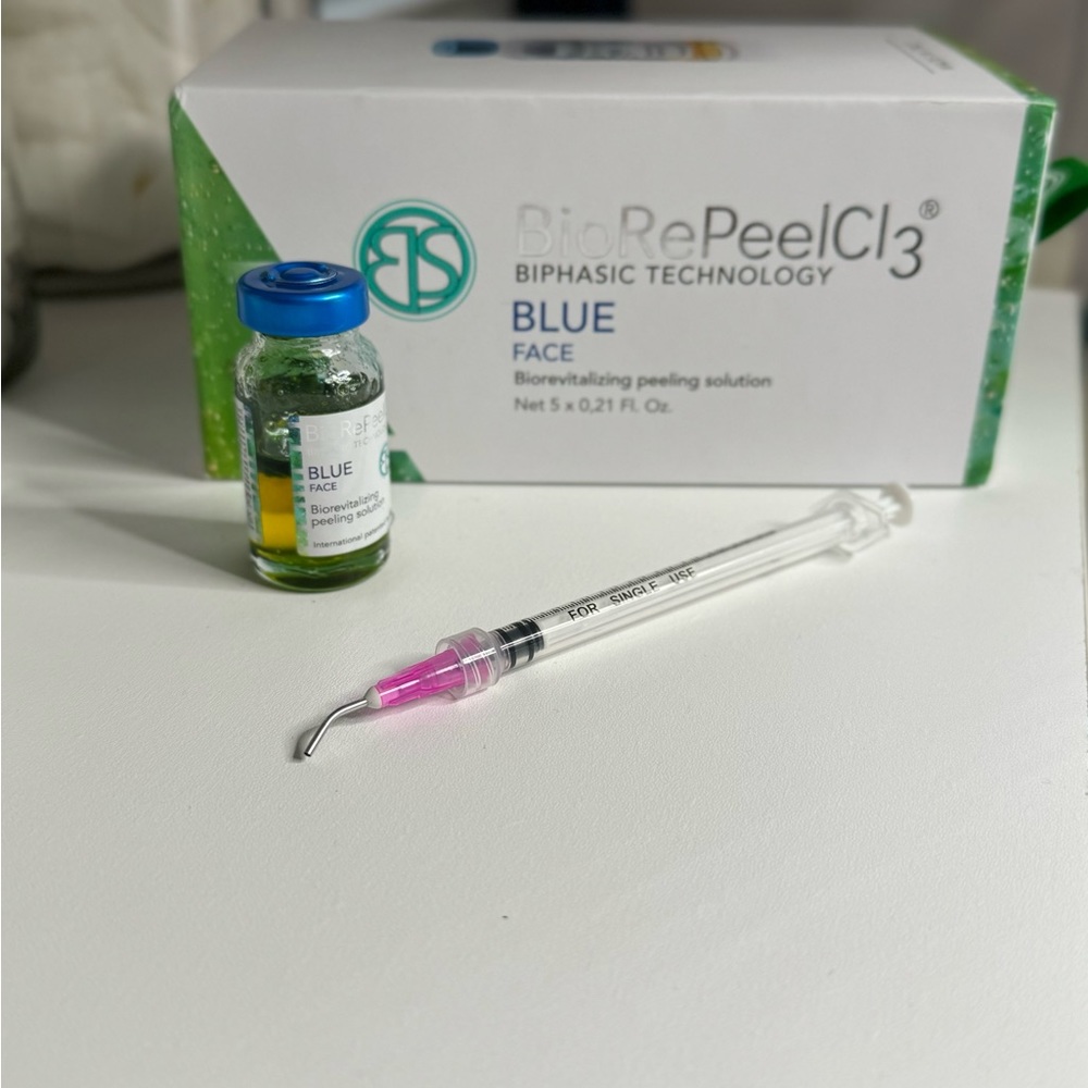 blue one (1) vial made in Italy